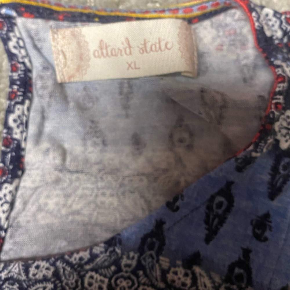 Altar'd State Blue and Red Patterned Top - Picture 3 of 4